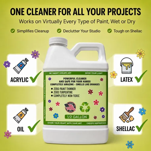 Vista 3 de Green Piece® Paint Brush Cleaner & Restorer – 100% Natural, Non-Toxic Formula – Made in USA – Cleans Wet or Dry Paint – Safe for Hands – Works on