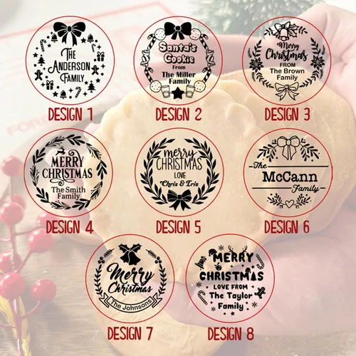Vista 7 de Cortadores de galletas de Navidad personalizados 2023 con sello de galletas de Feliz Navidad para hornear, cortadores de galletas de azúcar