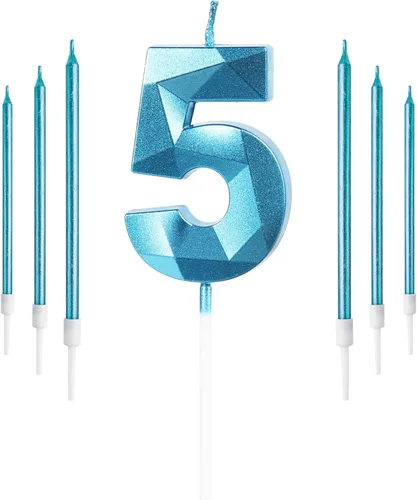 Vista 27 de Vela rosa de cumpleaños número 1 con 6 velas largas, decoraciones de decoración de pastel para fiesta de niña de 1 año, suministros de celebración
