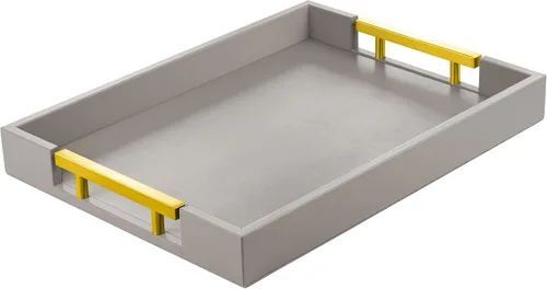 Vista 11 de ATZYmolin - Bandeja de madera para servir con asas, bandeja decorativa rectangular otomana para el hogar, bandeja de tocador para desayunos, cenas