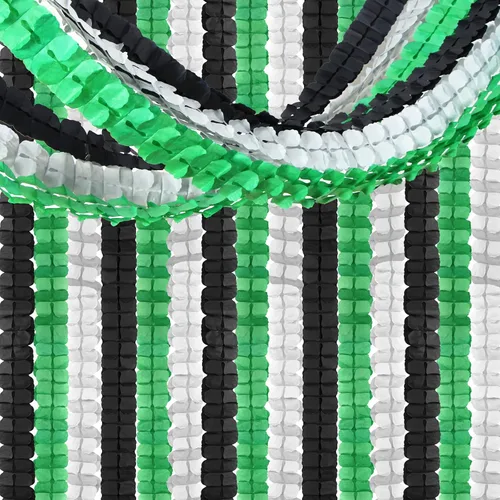 Vista 2 de Guirnalda de serpentinas para decoración de fiesta, color negro, verde y plateado - 12 piezas, guirnalda de papel de trébol de cuatro hojas
