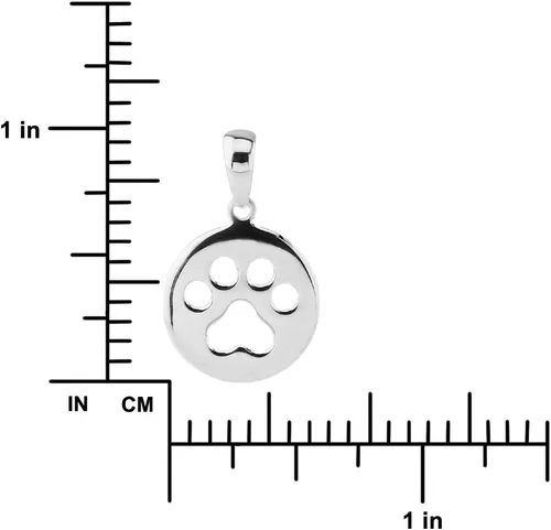 Vista 3 de Collar con colgante de plata de ley, diseño de huella de perro, 18.0in