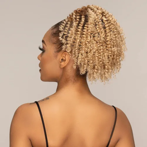 Vista 6 de Janet Collection Remy Illusion - Extensión de cola de caballo – Extensiones de cabello con cola de caballo en espiral de 10.5 pulgadas – Mezcla