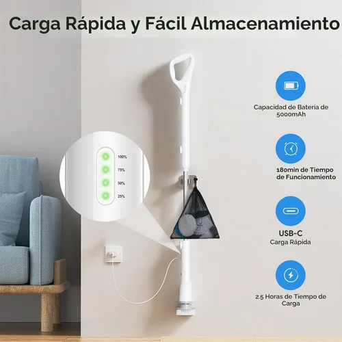 Vista 8 de [Usado] Sorpci Cepillo eléctrico giratorio 2025, nuevo cepillo de limpieza inalámbrico, cepillo de limpieza de ducha con 7 cabezales de cepillo
