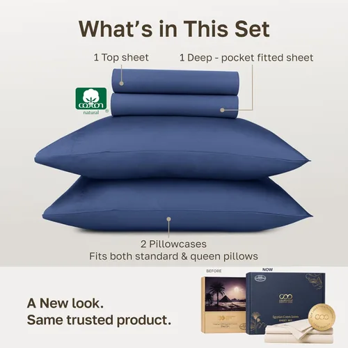 Vista 18 de California Design Den Sábanas de Algodón Egipcio 100%, Juego de Sábanas de Lujo Auténtico Certificado Tamaño Full con Bolsillo Profundo, Satén Suave
