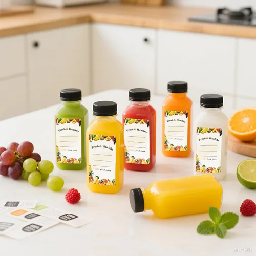 Vista 4 de 36 unidades de botellas de plástico de 8 onzas con tapas, botellas de jugo con tapas, recipientes reutilizables transparentes para bebidas a granel