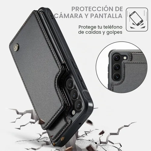 Vista 5 de Vinich Funda tipo cartera con tarjetero para Samsung Galaxy S23, color Negro