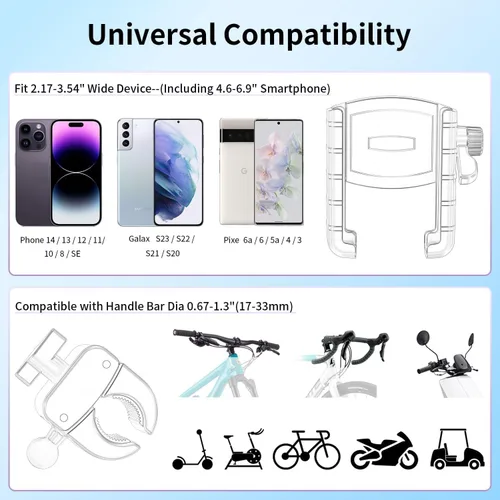 Vista 7 de Soporte de teléfono para bicicleta, soporte de teléfono para motocicleta, apto para cámara, abrazadera de manillar resistente para bicicleta