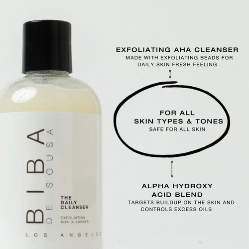 Vista 2 de Biba De Sousa, The Daily Cleanser - Gel de baño facial y corporal con cuentas exfoliantes, para piel normal, grasa o manchada, ilumina y refina