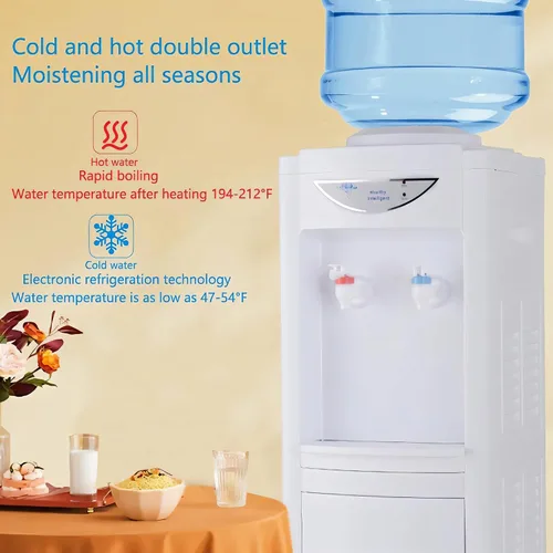 Vista 5 de Top-Loading Dispensador de enfriador de agua, enfriador de agua fría y caliente de 5 galones con cerradura de seguridad y gabinete de almacenamiento