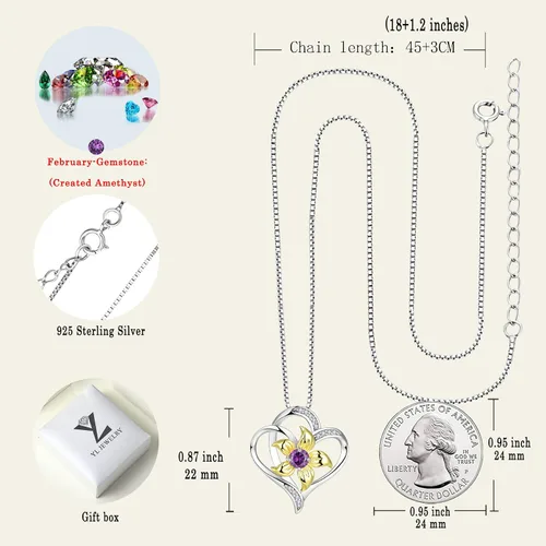 Vista 6 de YL Collar de plata de ley con colgante de flor de lirio para mujer