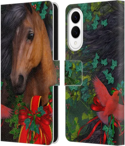 Vista 151 de Head Case Designs Officially Licensed Laurie Prindle A Morgan Christmas Western Stallion Leather Wallet Case Compatible with Samsung Galaxy A07 4G