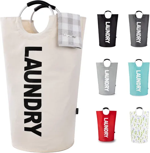 Vista 21 de Caroeas Cesta de Ropa de 90L (13 Colores), Cesta de Ropa Impermeable, Bolsa de Ropa con Asas Acolchadas, Cesta de Ropa, Cesta de Ropa Plegable