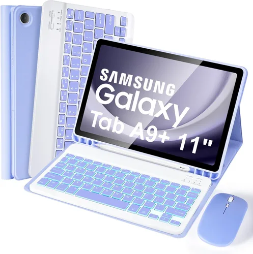 Vista 10 de SOPPY Teclado retroiluminado de 7 colores con mouse para Samsung Galaxy Tab S6 Lite de 10.4 pulgadas 2022/2020 (SM-P610/P613/P615/P619), funda