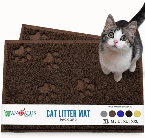 Vista 33 de Andalus Tapete Pequeño para Arena de Gatos, Paquete de 2 - Impermeable, Antideslizante y Fácil de Limpiar, Tapete para Caja de Arena de Gatos