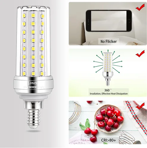 Vista 5 de Bombillas LED E12 de maíz [4.4 x 1.18 pulgadas], bombilla LED E12 de 20 W, equivalente a 150 W, 2000 lúmenes, 5000 K, luz blanca fría, no regulable
