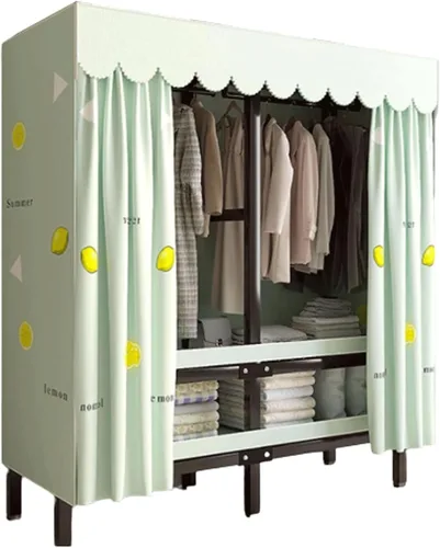 Vista 18 de Armarios grandes plegables de 0.984 in/1 pulgada de tubo de acero para ropa, estantes de almacenamiento para dormitorio, armario grande portátil