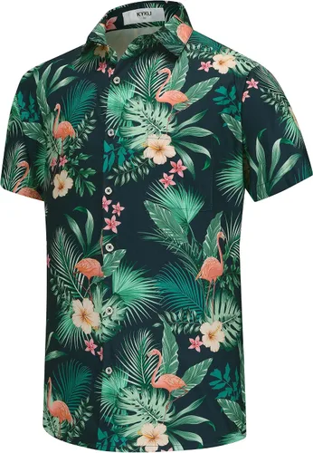 Vista 119 de KYKU - Camisa hawaiana funky para hombre, ropa tropical para vacaciones en Palm Beach