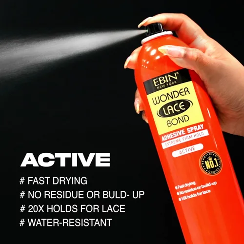 Vista 2 de Wonder Lace Bond - Aerosol Adhesivo - Activo 2.7 fl. oz. / 80 ml Secado Rápido, Sin Residues, Fórmula de Larga Duración con Protección de Bordes