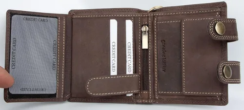 Vista 3 de FLW Cartera de cuero genuino de bolsillo con cadena de 20 pulgadas de largo para colgar, Marrón oscuro
