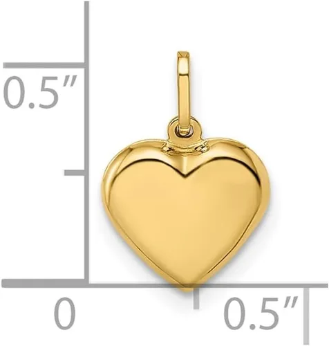 Vista 2 de Amanda Rose Collection Colgante de corazón inflado en 3D de oro amarillo de 14 quilates para mujer