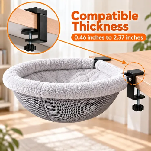 Vista 8 de Cama colgante para gatos, camas de escritorio para gatos con abrazaderas