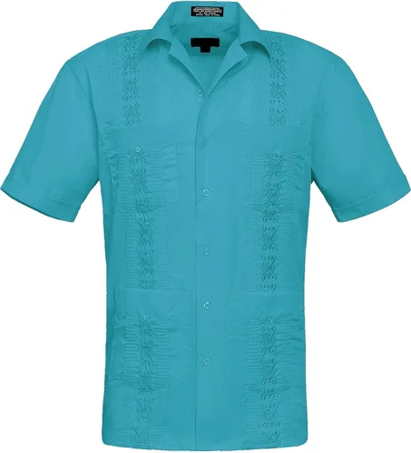 Vista 9 de Camisa cubana plisada ligera y bordada Guayabera para hombre