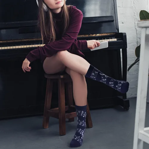 Vista 7 de 4 pares de calcetines de vestir musicales para hombre, calcetines de guitarra, calcetines novedosos, para amantes de la música, regalos