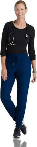 Vista 4 de Barco One Pantalón deportivo, pantalón quirúrgico de altura media, con tejido elástico de 4 vías y 3 bolsillos, para mujer