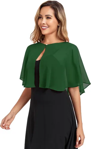 Vista 12 de TONGFANTFL Capelets de gasa para mujer, chal para vestido de noche Verde (Baby Green)