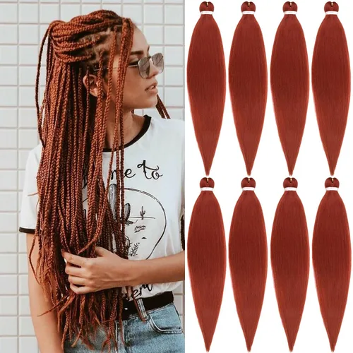 Vista 9 de Unionbeauty - Cabello trenzado preestirado de 16 pulgadas, 8 paquetes de cabello rubio trenzado con agua caliente, textura Yaki, trenzas