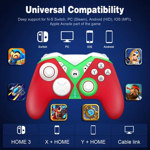 Vista 7 de FLIEEP Controlador inalámbrico, controlador Switch Pro para Switchjuegos de PCiOS y teléfono Android con macro, disparo de precisión, turbo