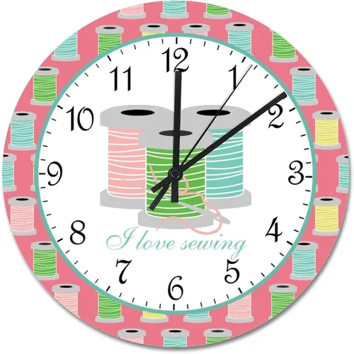 Vista 16 de ArogGeld Reloj de pared personalizado para sala de costura, botón de joya de color, 10 pulgadas, reloj de sala de manualidades, funciona