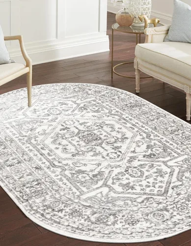 Vista 22 de Unique Loom Boston Collection - Alfombra de área con medallón (2 x 8 pies, color blanco y gris)