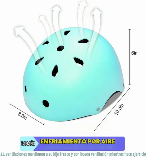Vista 3 de Casco ajustable para niños con rodilleras, coderas y muñequeras - Cascos de bicicleta para niños pequeños de 3-5, 5-8, 8-14 años - Perfecto