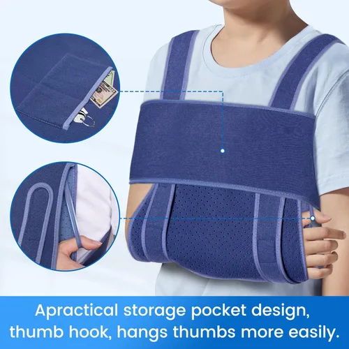 Vista 7 de Velpeau Cabestrillo de brazo para dormir, inmovilizador de hombro para niños, niños, niñas - Cabestrillo muy suave para desgarro del manguito