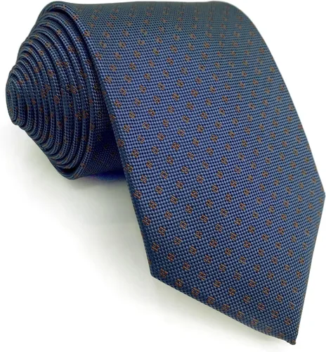 Vista 3 de S&W SHLAX&WING Corbatas para hombre, color azul con puntos para negocios, chaqueta extra larga