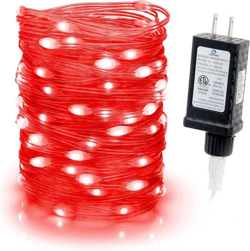 Vista 9 de Tira de luces LED de 33 pies, 100 luces LED de hadas de cinta estrellada flexible, 8 modos con temporizador de 6 horas, impermeable, cable
