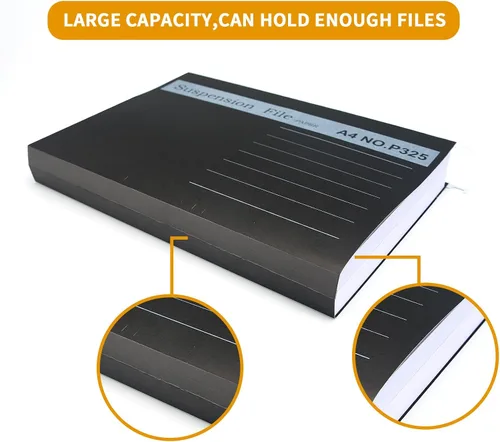 Vista 6 de Paquete de 25 carpetas colgantes para archivos, soporte para archivos de suspensión A4, archivador de suspensión con pestaña y etiqueta para Negro