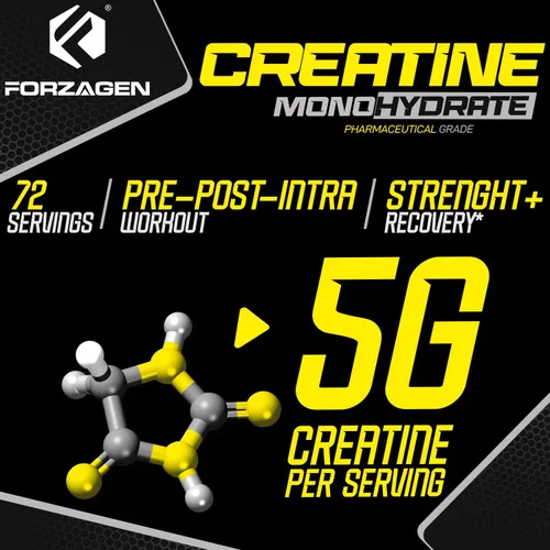 Vista 5 de Forzagen Monohidrato de creatina en polvo sin sabor, creatina micronizada en polvo para ganancia muscular para hombres y mujeres, creatina