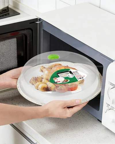 Vista 5 de Cubierta para salpicaduras de microondas, cubierta de microondas para alimentos, cubierta grande para placa de microondas con rejillas