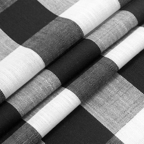 Vista 7 de Jubilantex Paneles de Cortina Semitransparentes a Cuadros Buffalo Blanco y Negro, Cortinas Texturizadas a Cuadros Gingham, Cortinaje, Cortinas