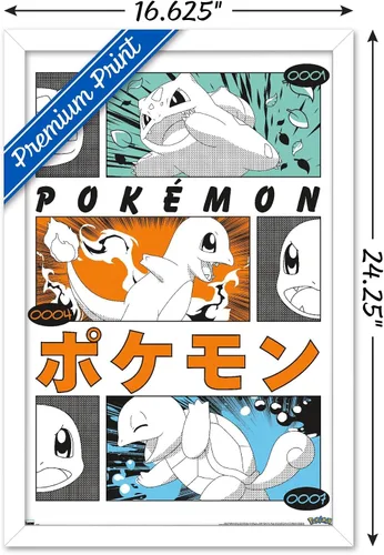 Vista 3 de Pokémon - Póster de pared de anime Trio, 22.4 pulgadas de largo x 14.7 pulgadas de ancho, versión enmarcada en blanco