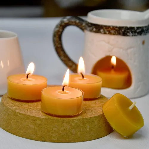 Vista 4 de DEYBBY Velas de té de cera de abeja natural sin perfume, paquete de 10