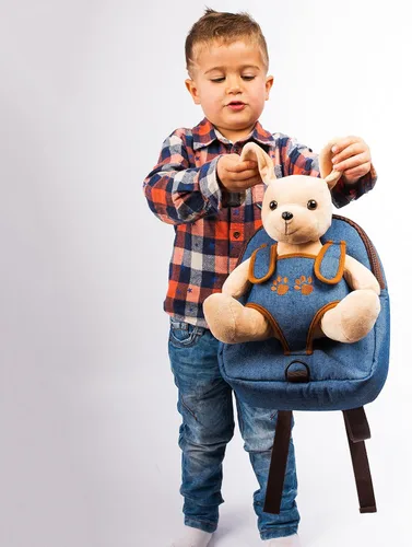 Vista 7 de Mochila de juguete para perros pequeños con correa para niños y niñas, de 2 a 5 años, con cachorro de peluche