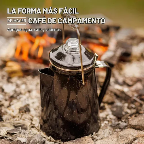 Vista 5 de COLETTI Cafetera Percolator clásica: la cafetera de camping más nostálgica, ahora modernizada [esmalte negro, 12 tazas]