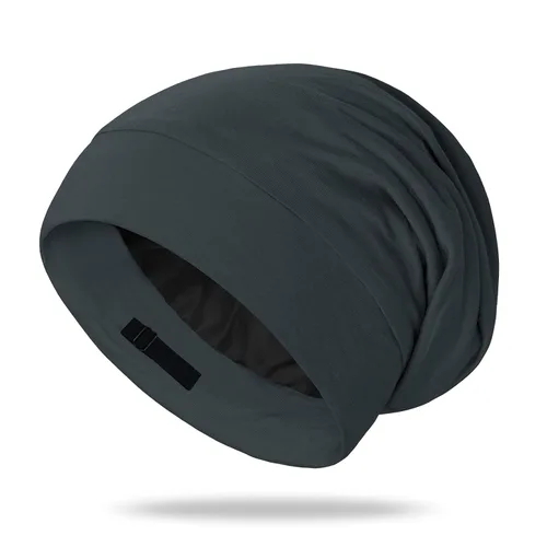 Vista 23 de OLESILK Gorro de seda para cabello rizado, gorro de seda para dormir, unisex, mediano, negro