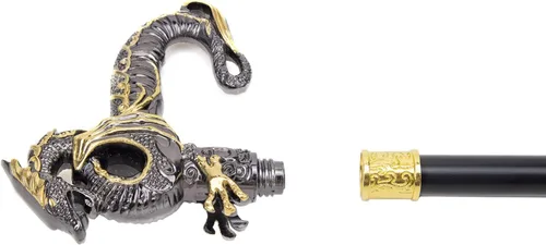 Vista 6 de Bastón de lujo dorado negro de lujo para caminar bastón decorativo de moda caballero elegante cosplay bastón perilla Crosier 36.6 in