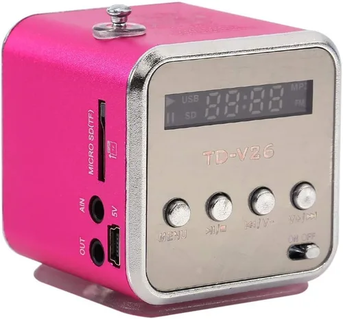 Vista 9 de Eboxer - Mini altavoz portátil con reproductor de música, radio FM, altavoz estéreo, soporte para tarjeta TF y disco U, diseño breve, mini altavoz