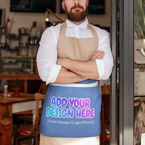 Vista 191 de AXKEUDO Delantal personalizado con bolsillos, delantales de cintura para camarera para cocinar en casa, restaurante, servir trabajo